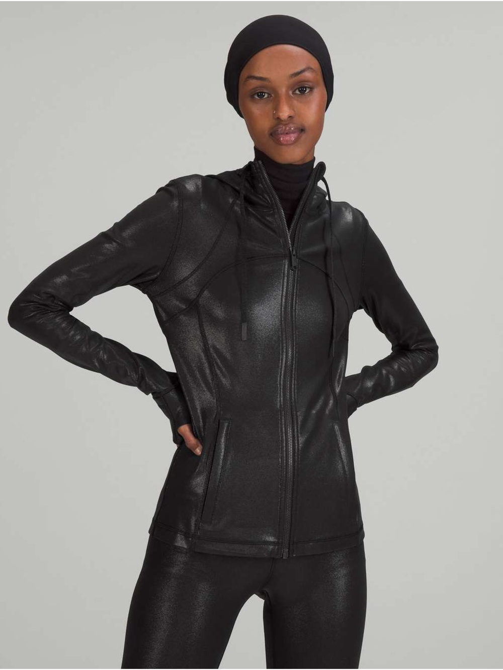 lululemon athletica Hooded Define Jacket Shine Radiate Foil Print Black NWT